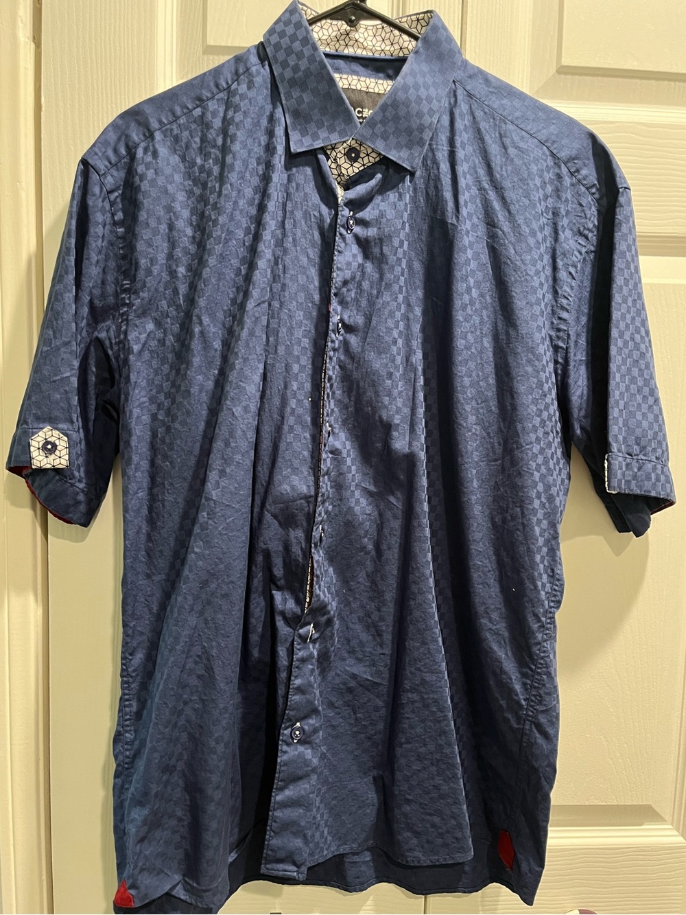 Men's Navy Short-Sleeve Button-Up Shirt